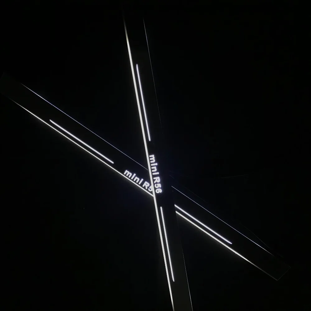 RQXR led движущиеся двери потертости для мини R56 динамический порог пластина плоская подкладка наложения потока/натюрморт света, 2 шт
