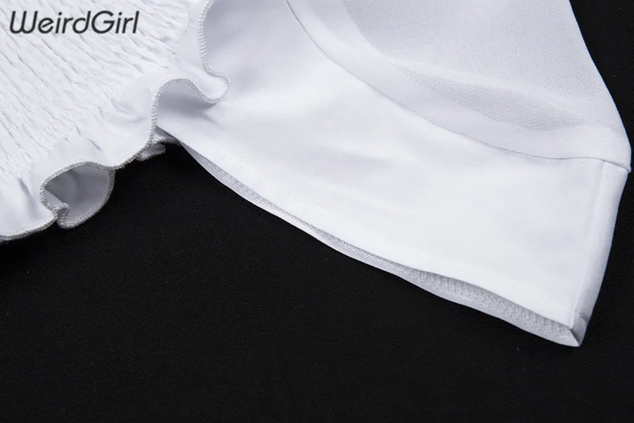 Weirdgirl, женские элегантные модные футболки с длинным рукавом, уличная одежда с квадратным вырезом и оборками, укороченные топы, Женский Топ, эластичный Летний