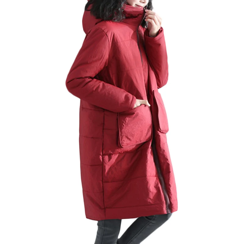 Одежда из хлопка большого размера на осень и зиму, новое толстое теплое хлопковое пальто с капюшоном, женская Свободная Повседневная пуховая хлопковая куртка, парки F699