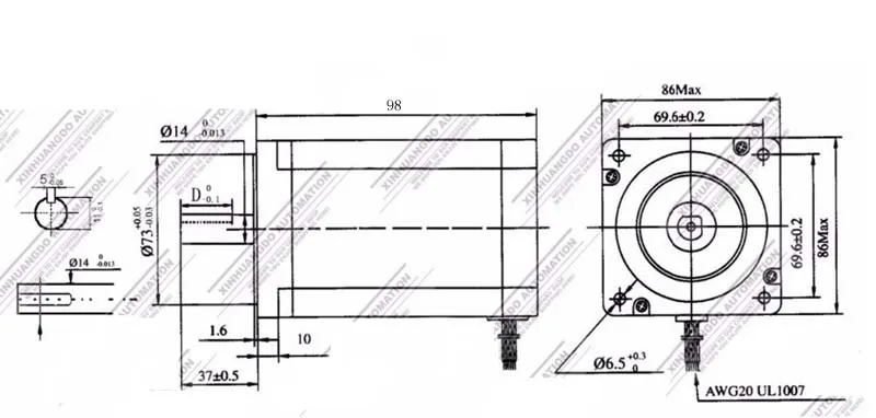 NEMA 34 ЧПУ шагового двигателя 86X98 мм/114 мм/155 мм 8,7 Н. М 6A D14mm Nema34 шаговый двигатель 1240Oz-in для гравировальный станок с ЧПУ