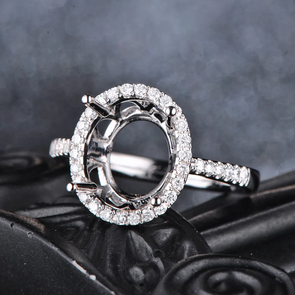 Акции Овальные 11x9 мм 14 k белое золото 0.28ct натуральные Алмазы обручальные полукольца