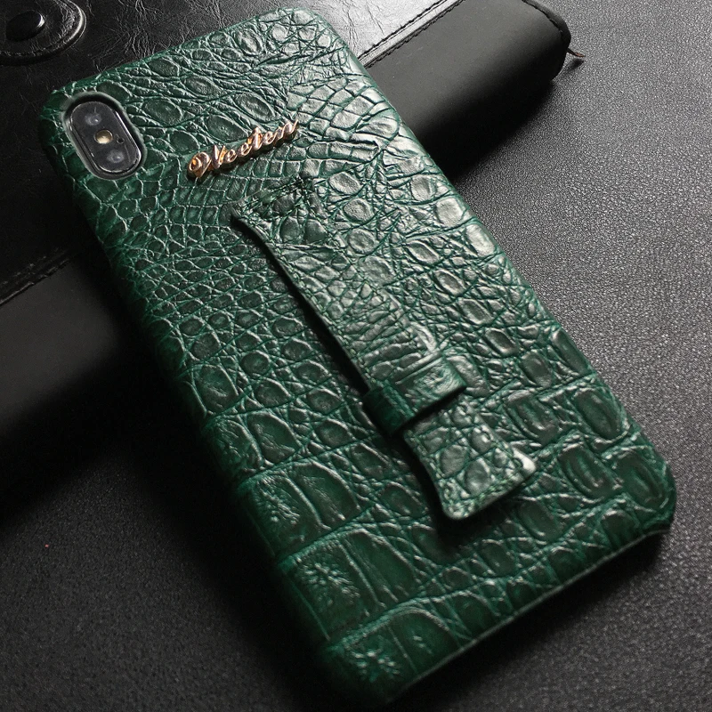 Green Роскошный чехол из искусственной кожи для iPhone 11 Pro Max 6s 6 7 8 Plus X XS Max XR узор из крокодиловой кожи Ремешок на руку Твердый чехол на заднюю панель чехол s - Цвет: Green