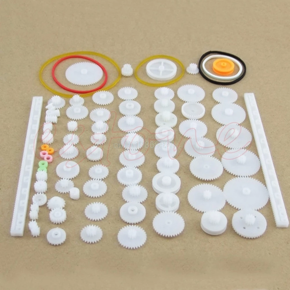 

75pcs Type Plastic Shaft Single Double Reduction Crown Worm Gears DIY For Robot
