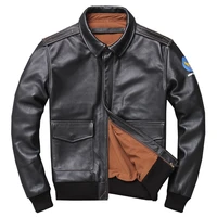 military pilot jacket air force flight a2 men genuine real cow leather motorcycle winter cowhide aviator jacket coat