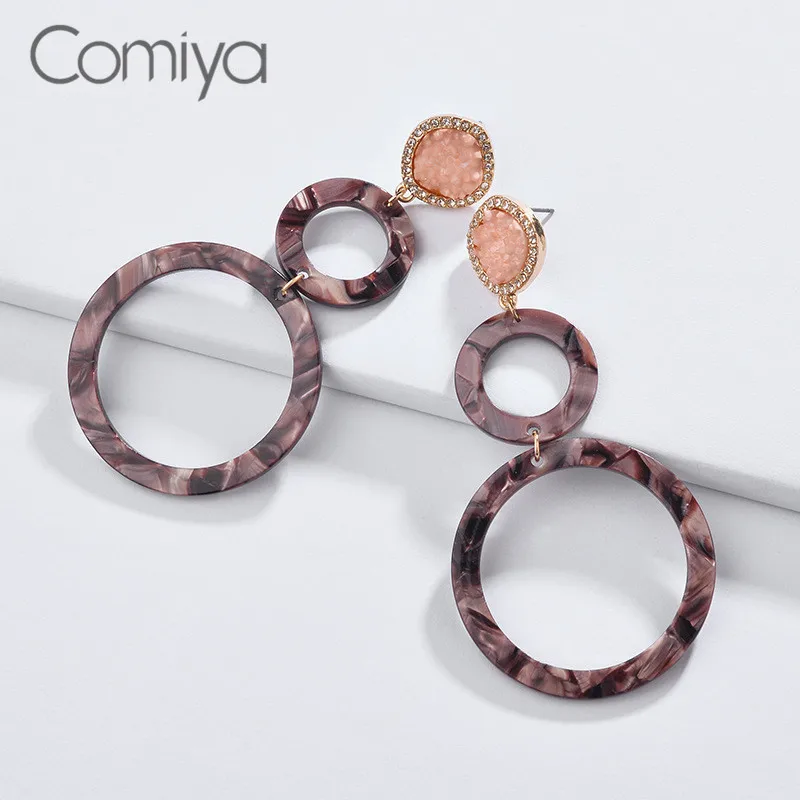 Comiya длинные серьги капли Цинковый золотистый сплав модные круглые подвески для