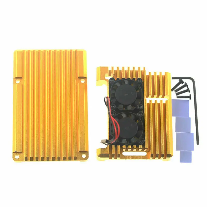 Для Raspberry Pi 3 Model B + алюминиевый корпус с двойным охлаждающим вентилятором