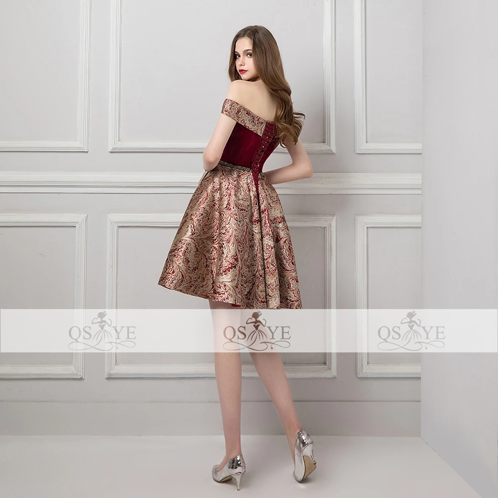 QSYYE 2018 Новые Короткие Выпускные платья Robe de Soiree с 3D принтом открытыми плечами