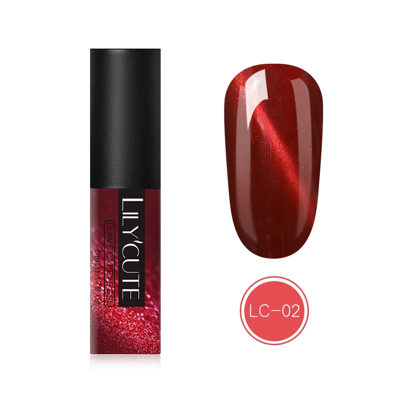 Red 2 LILYCUTE 5 мл светящийся Гель-лак для ногтей кошачий глаз магнит 7D Гибридный лак Полупостоянный лак для ногтей - Цвет: Red 2