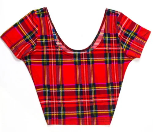 Летняя футболка с коротким рукавом и цифровым принтом в виде тартана Красная