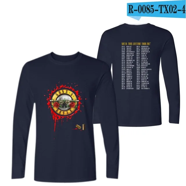 navy blue Guns and Roses Мужская футболка весна осень футболка Мужская рок группа футболка хип хоп 4XL футболки топы брендовая одежда guns N Rose - Цвет: navy blue