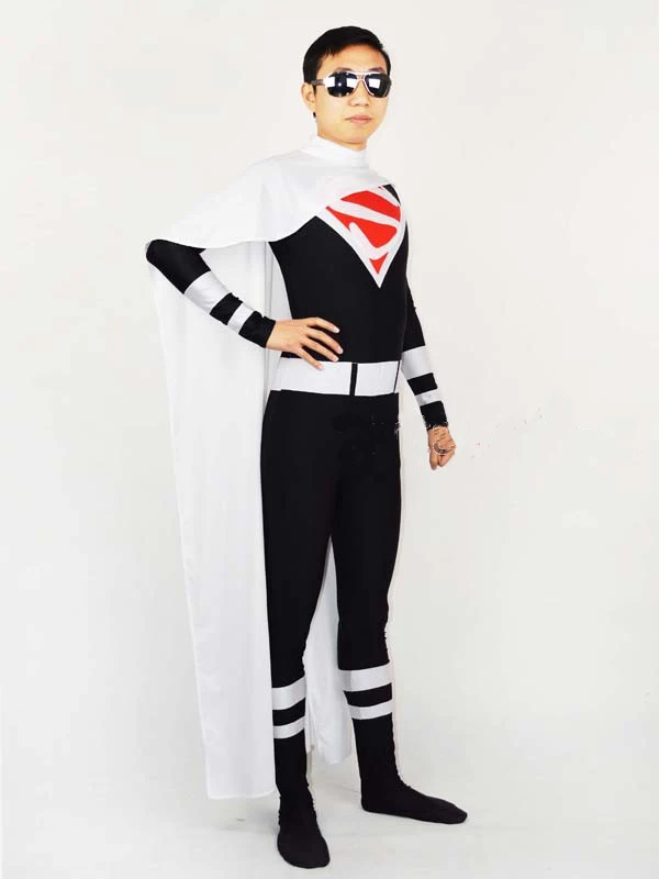 Зентай Супермен спандекс лайкра костюм на Хэллоуин с накидкой косплей боди |