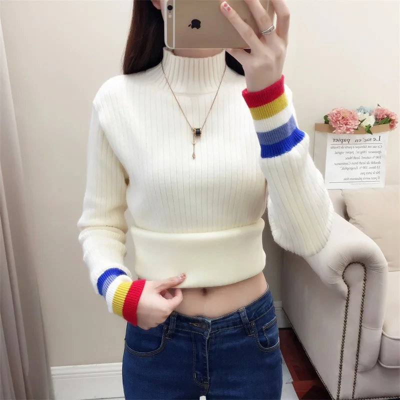 

2019 High quality Sweater keeps warm in winter women NEW Turtleneck sweater Add wool thick Knitted pullover female Stretch K4350