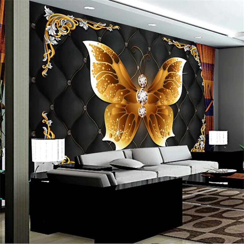 

Росписи обоев на заказ гостиная спальня Золотая Бабочка Ювелирная роспись ТВ фон настенный домашний декор