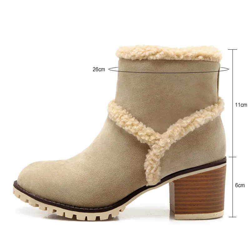 Fanyuan/ботильоны на высоком каблуке Для женщин плюшевые теплые зимние сапоги