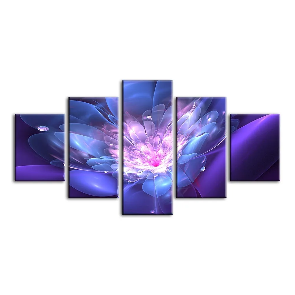 Canvas Print Picture Wall Artwork Paintings HD 5 Panel Flowers Purple Home Decoration Module Poster For Living Room Framework | Дом и сад