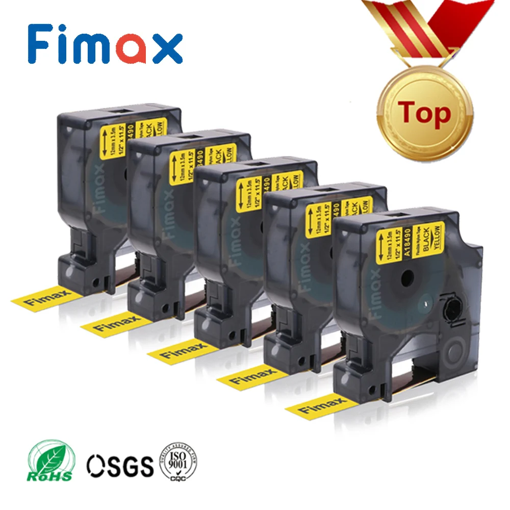 Fimax 5 шт. совместимая с Dymo Rhino гибкая нейлоновая лента для этикеток 18490 18488