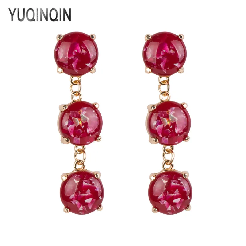 Винтажные Длинные акриловые Висячие серьги для женщин новые элегантные круглые