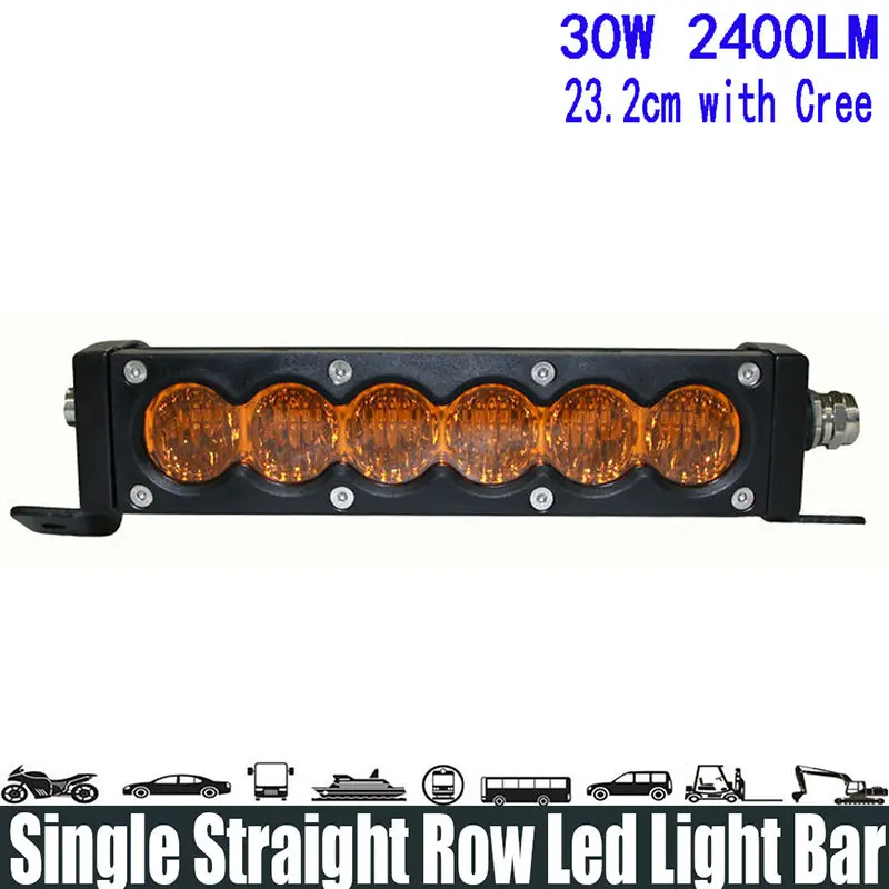 30 Вт 6 9 дюйма Янтарный Однорядный светодиодный светильник прожекторный луч