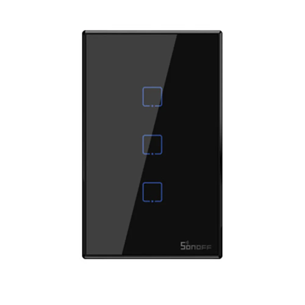 Интеллектуальный выключатель света SONOFF T3US TX Smart Wi-Fi настенный сенсорный Черный с