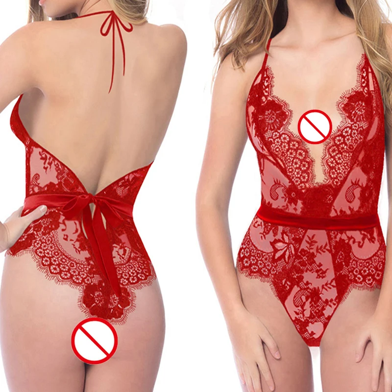 Женское нижнее белье Babydoll сексуальное с v образным вырезом и открытой спиной