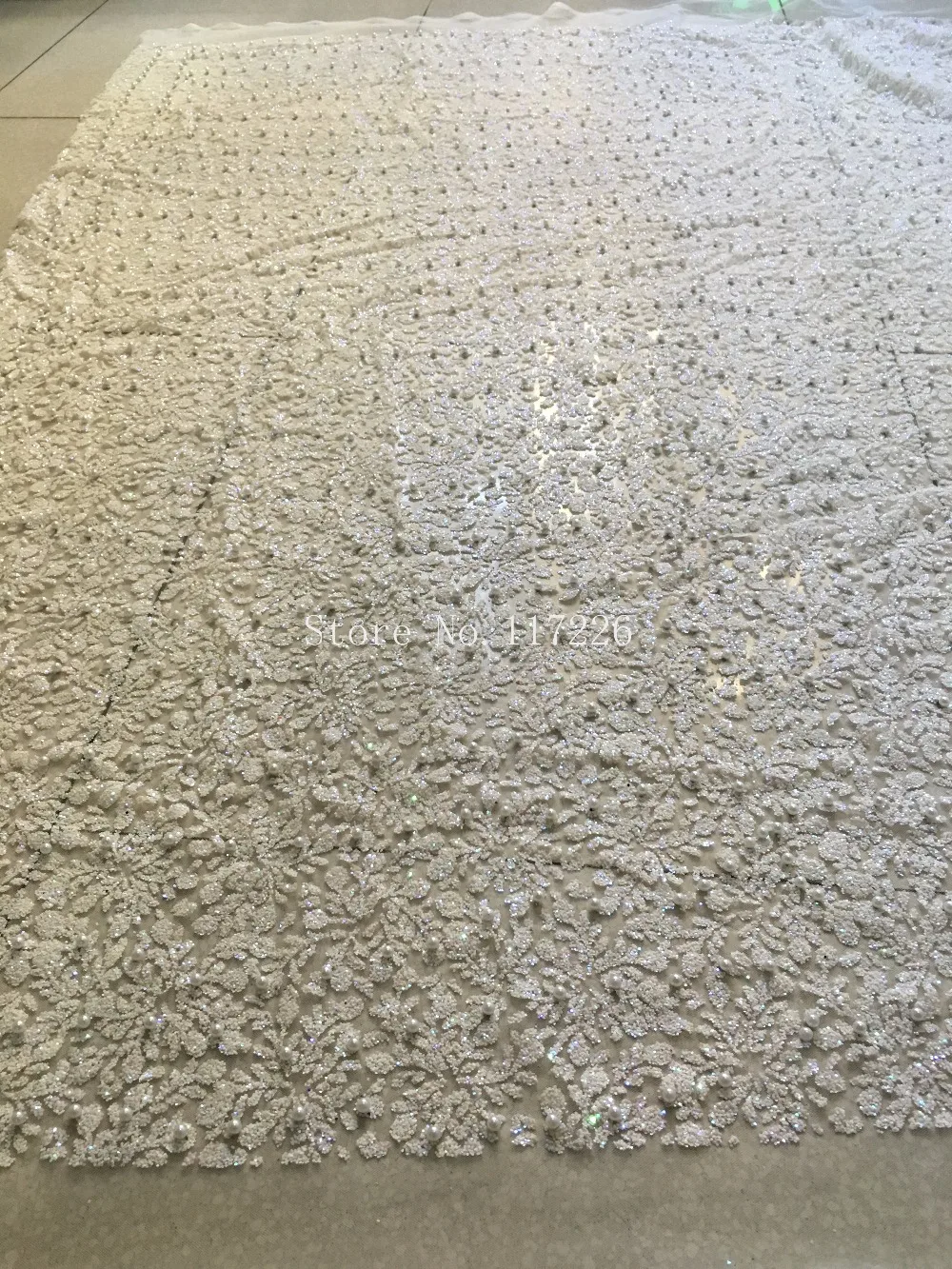 Лидер продаж белая кружевная ткань с блестками приклеенная блестящая для