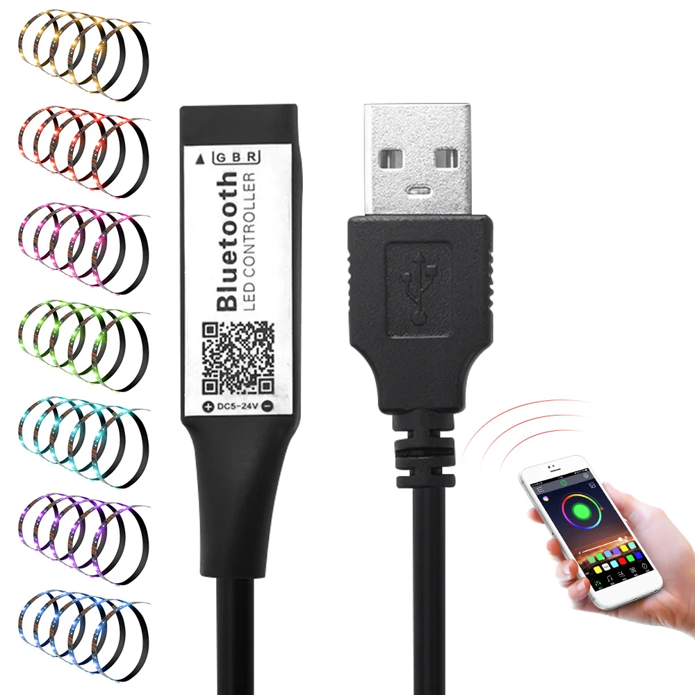 

USB светодиодный светильник с Bluetooth контроллер для 3528 5050 RGB светодиодный светильник полосы Цвет DC 5V с таймером для ноутбука бар дома
