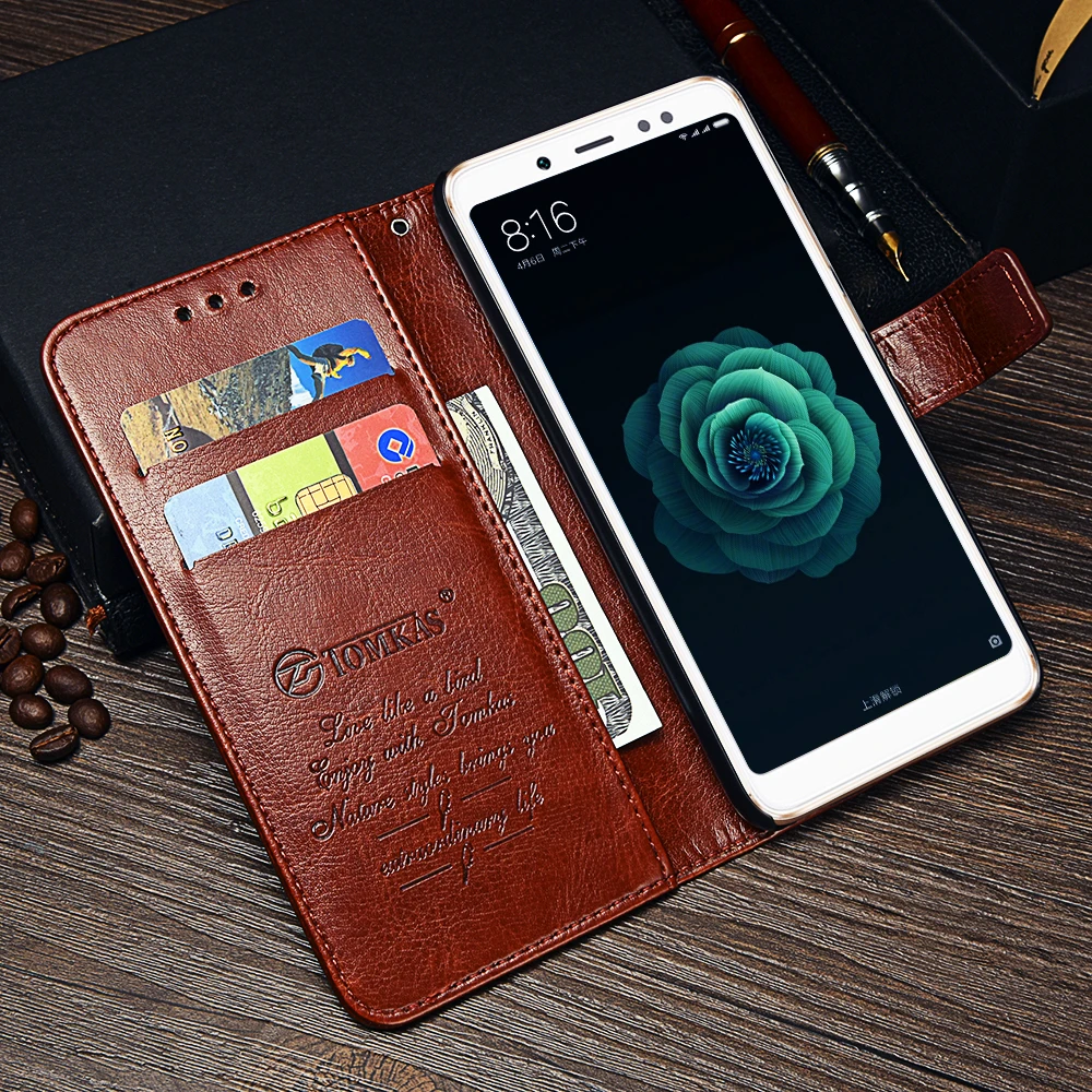 Чехол-бумажник TOMKAS для Xiaomi Mi 6X A2 кожаный чехол-книжка с кармашком карт