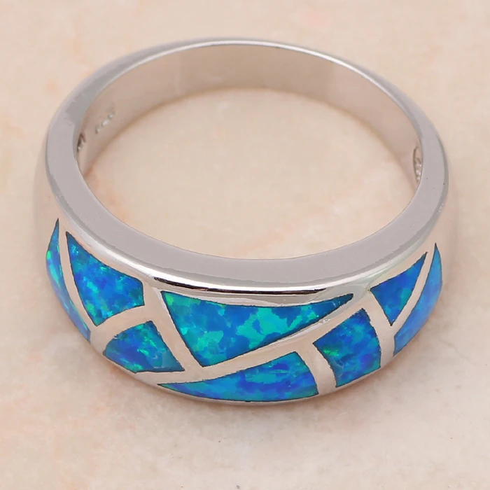 Лидер продаж новые модные стильные серебряные штампованные кольца с голубым