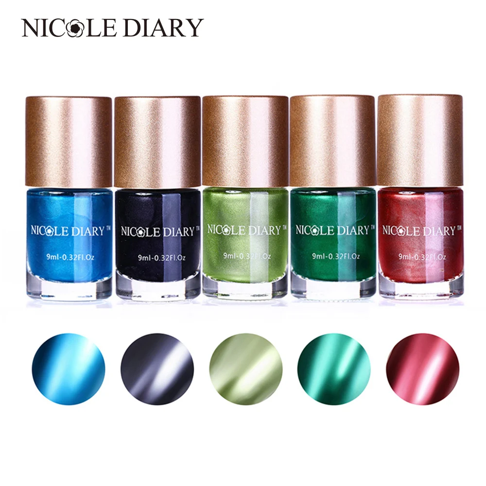Блестящий лак NICOLE DIARY для ногтей цвет: красный синий зеленый 9 мл|polish mirror|nail varnishnail
