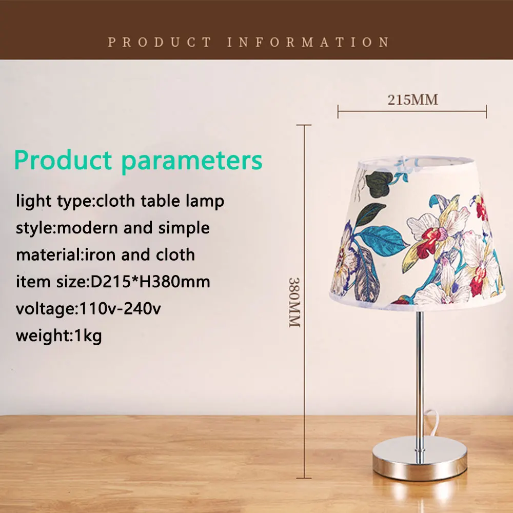

Modern Table Lamps For Bedroom Living Room Cloth Art LED Bedside Lamp E27 AC220V Fabric Desk Lamp for Home Decoration Bedside