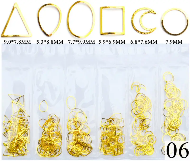 YWK 6 Сетка/упаковка смешанные золотые металлические заклепки для ногтей полые декоративные заклепки для маникюра