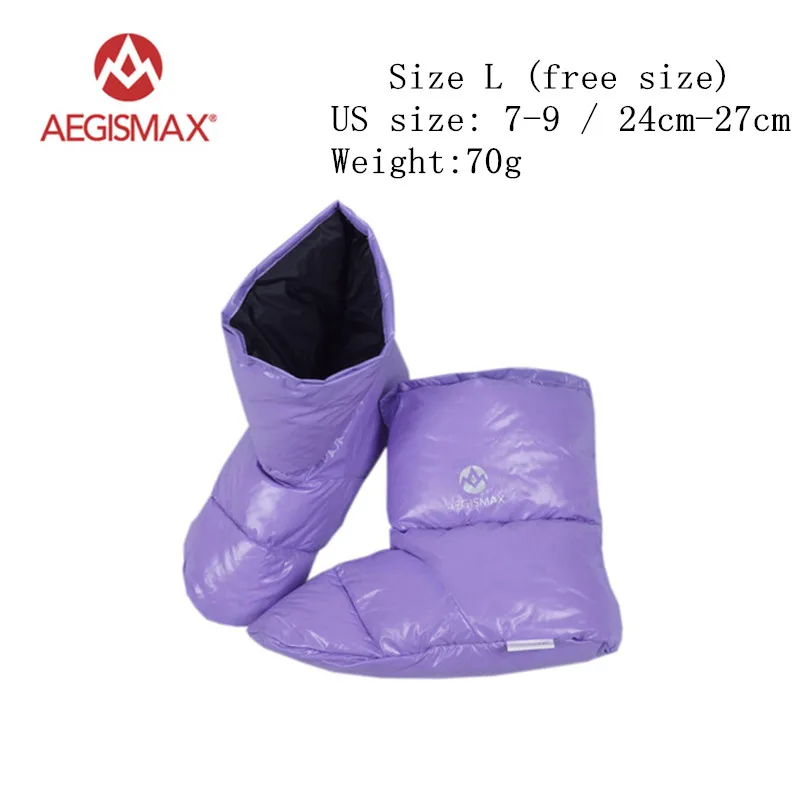 Purple L AEGISMAX пуховые ботиночки; спальный мешок; аксессуары; тапочки на утином пуху; сверхлегкие мягкие носки для кемпинга; теплые домашние тапочки унисекс - Цвет: Purple L
