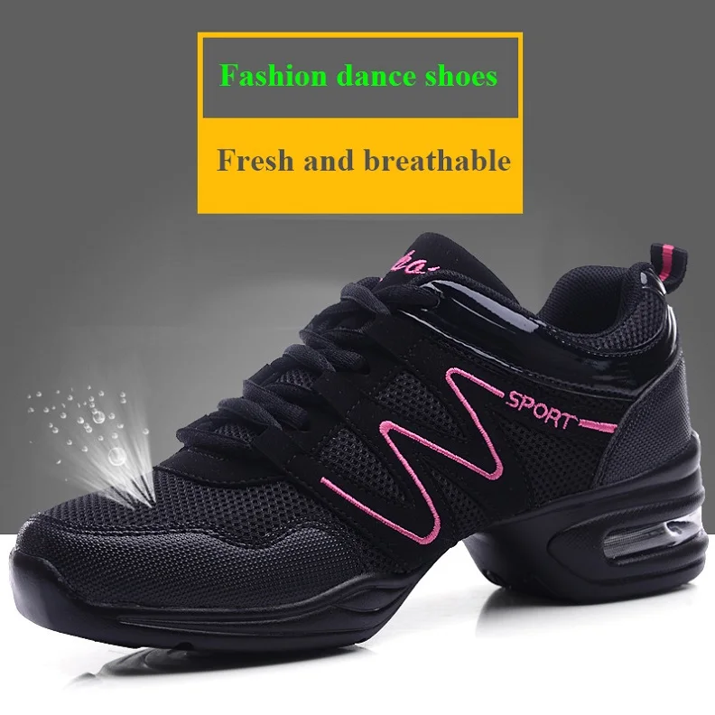 Women's breathable air mesh square dance shoes white black soft bottom sneakers setting-up exercise with cushion | Спорт и