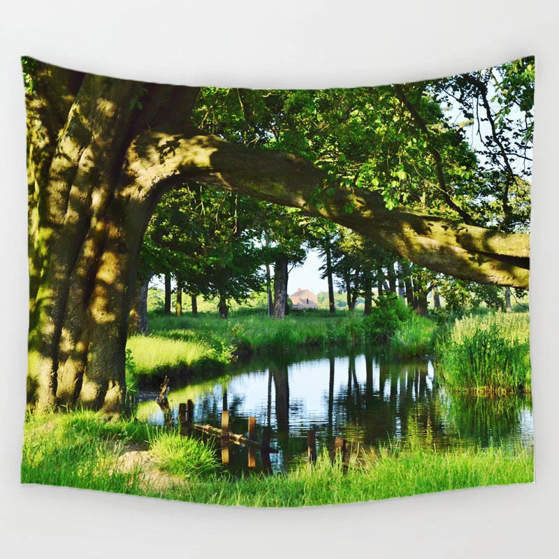 Comwarm Романтический лес осенние листья пейзаж полиэстер гобелен настенный