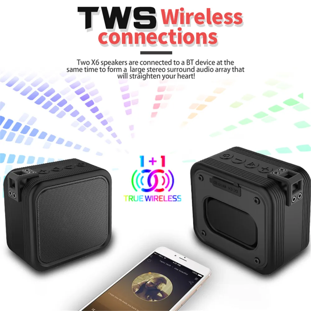 Portable Speaker Bluetooth Column Outdoor IPX7 Waterproof Subwoofer Bass Stereo Music Player with Power Bank Box | Электроника