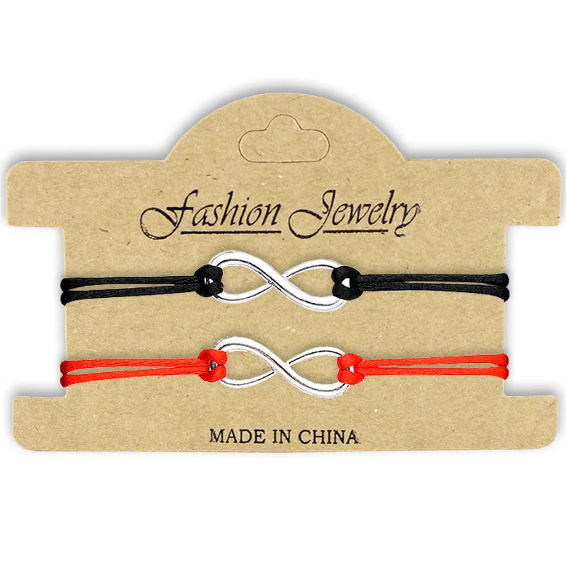 Red and black Sweble новая одежда для маленькой девочки 2 шт./компл. Вместе навсегда любовь, бесконечность, браслет для любителей Красная Нить пара Браслеты, ювелирное изделие, подарок регулируемый - Окраска металла: Red and black