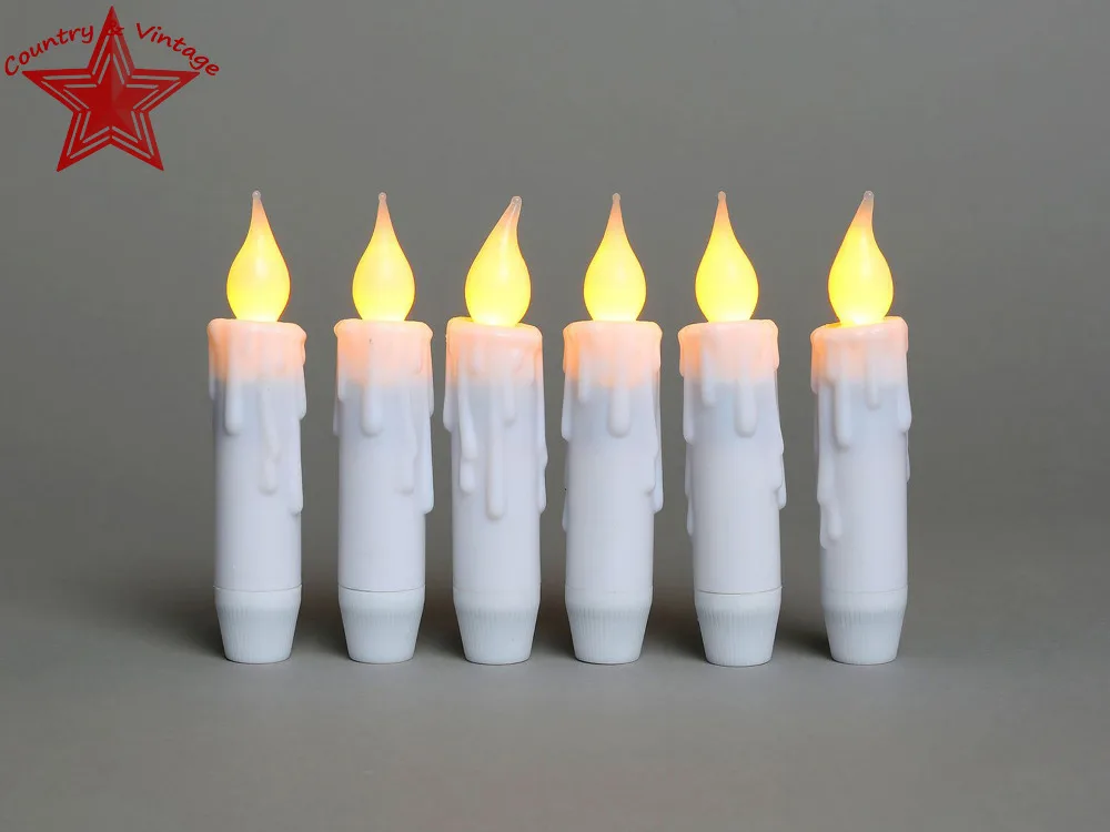 Набор 6 Мерцание Теплый Белый СВЕТ Смола Капельное 4 &quotКонус Свечи с Таймером |