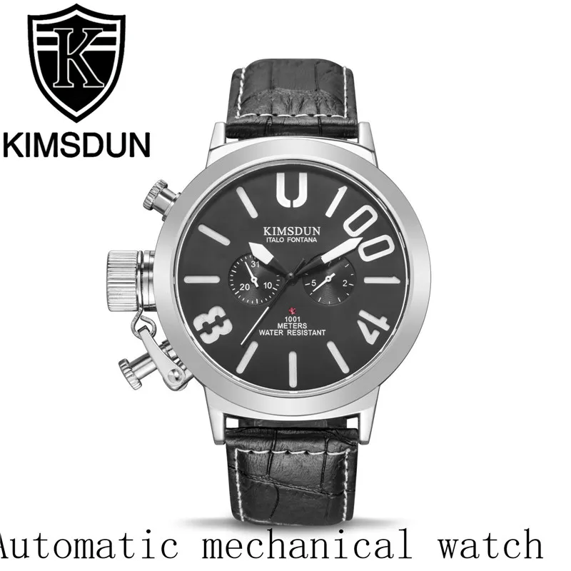 KIMSDUN Роскошные Брендовые мужские часы Nesun автоматические механические часы для мужчин relogio masculino ремешок из натуральной кожи мужские часы K-923D
