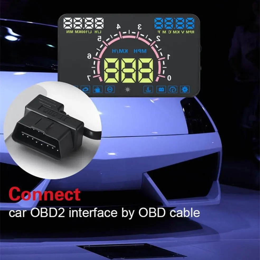 5,8-дюймовый OBD II универсальный Hud Дисплей лобовое стекло проектор Hud проектор OBD2 EUOBD вождение автомобиля Скорость метр