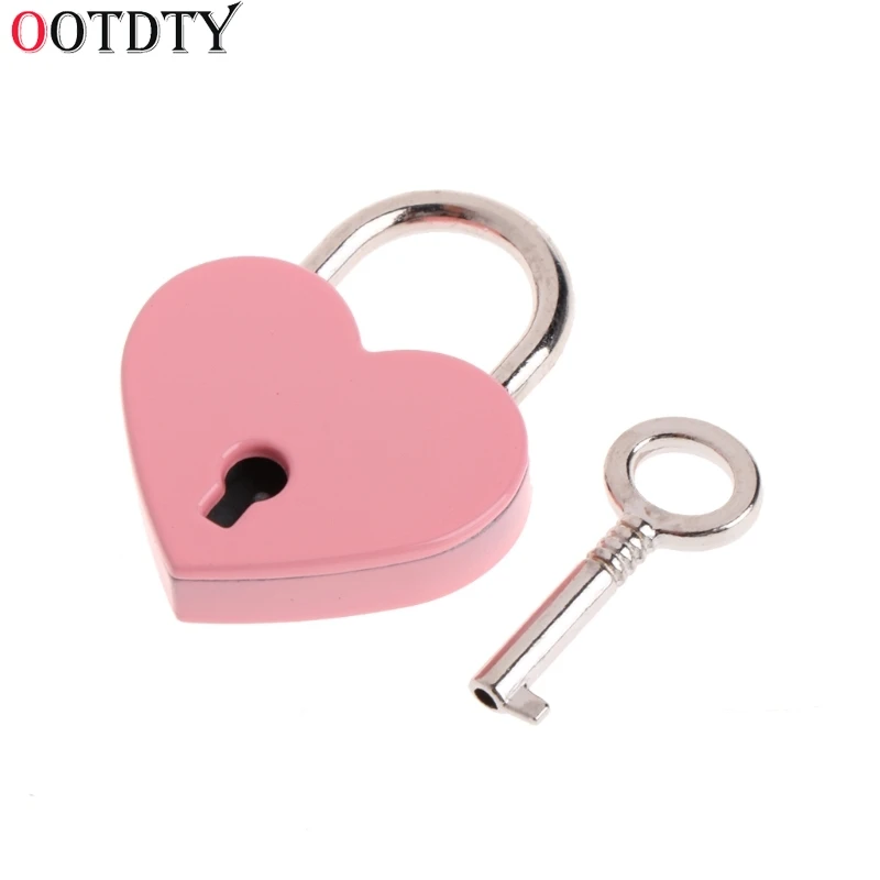 OOTDTY,, модные, в форме сердца, винтажные, в старом античном стиле, мини, архаизмы, навесные замки, замок с ключом - Цвет: Pink