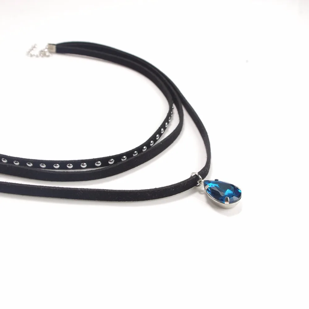 JOUVAL модное многослойное кожаное чокер тонкое замшевое колье ожерелье с