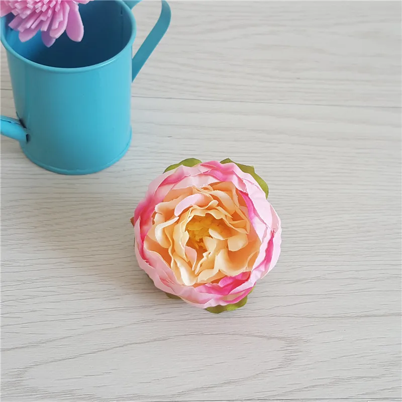 5pcs/lot 5cm High Quality Peony Flower Head Silk Artificial Flowers Wedding Decoration DIY Garland Crafts Fake Flowers Flores - Цвет: Light Fushia