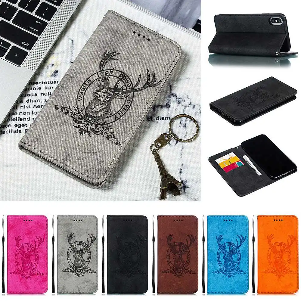 

Card Slot Phone Case For iPhone X XR XS XS Max 7 Plus Luxury Leather Case For iPhone 8 Plus 6s 6 Plus 6s Plus Deer Head TPU Case