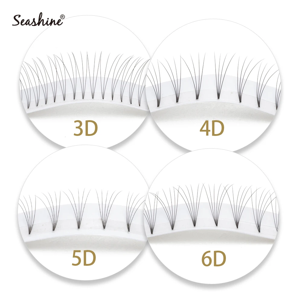 Роскошные объемные искусственные ресницы Seashine Short Stem Pre Fanned Lashes Individual Eyelash Lashes Russian Volume Extensions Premade Fans.