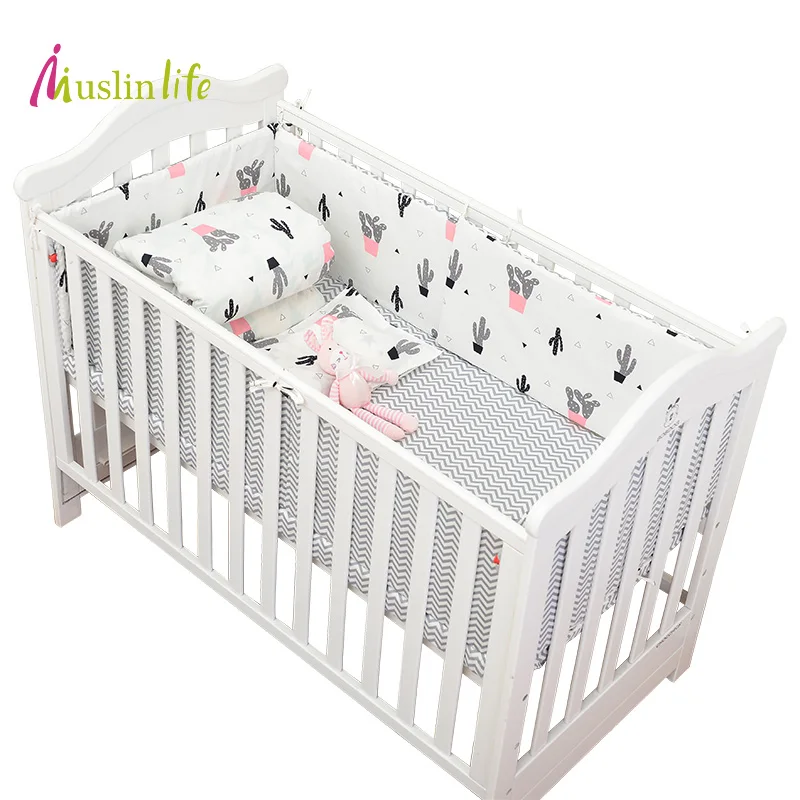 

Muslinlife Lovely Cactus Triangle Baby Gril Crib Bed Bumpers, Fashion Baby Bedding Set Girls Cotton Nursery bedding,130*70cm