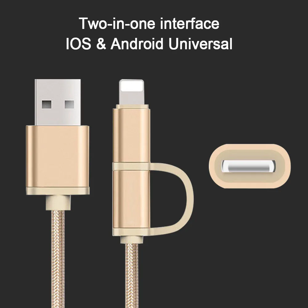 2 в 1 Micro USB кабель для зарядки синхронизации данных Iphone 6 7 8 Plus X IPad Mini samsung зарядный