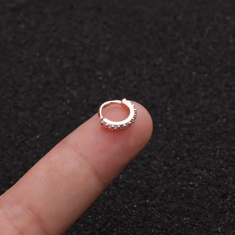 1 шт. 6-10 мм Cz Нос Обруч ноздри кольцо цветок спиральный для хряща Tragus серьги 20 г x 8 мм Cz хрящ Huggie обруч серьги ювелирные изделия