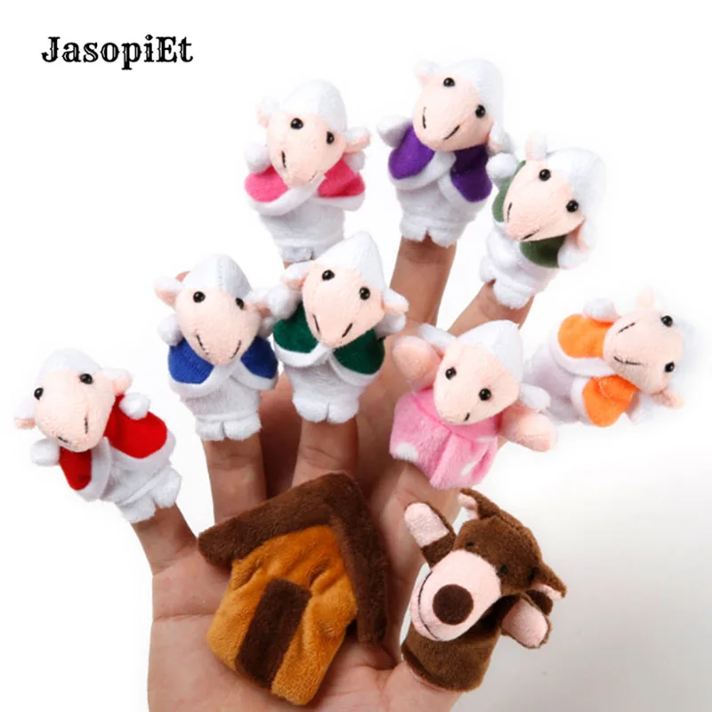 JasopiEt 10 шт Пальчиковый кукольный набор плюшевых игрушек кукла с животными двойной