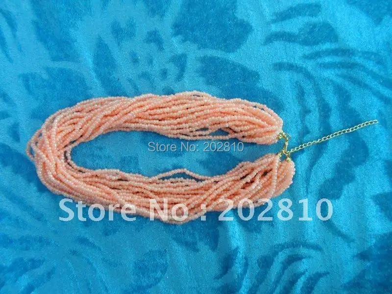 Оптовая продажа светло красное M стеклянное ожерелье с бусинами эффектное для