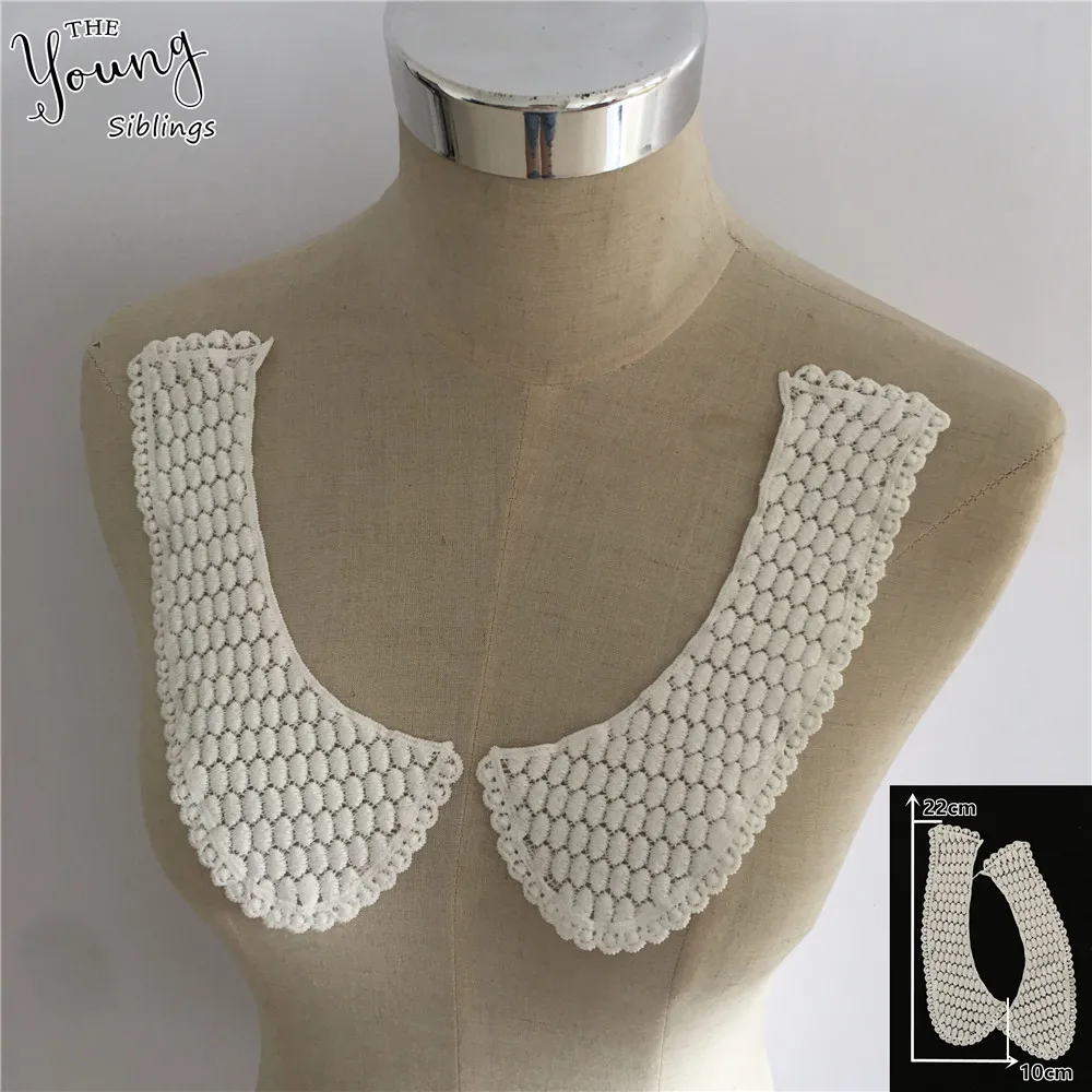 Новое поступление белый U образный кружевной воротник вышивка аппликация